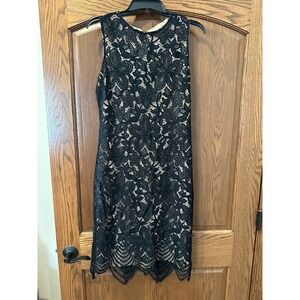 Women's Sharagano Black‎ and Tan Lace Dress
